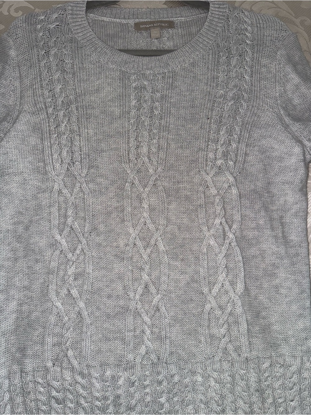 Banana Republic Merino Wool Alpaca Cable Knit Sweater Gray M - Picture 5 of 10
